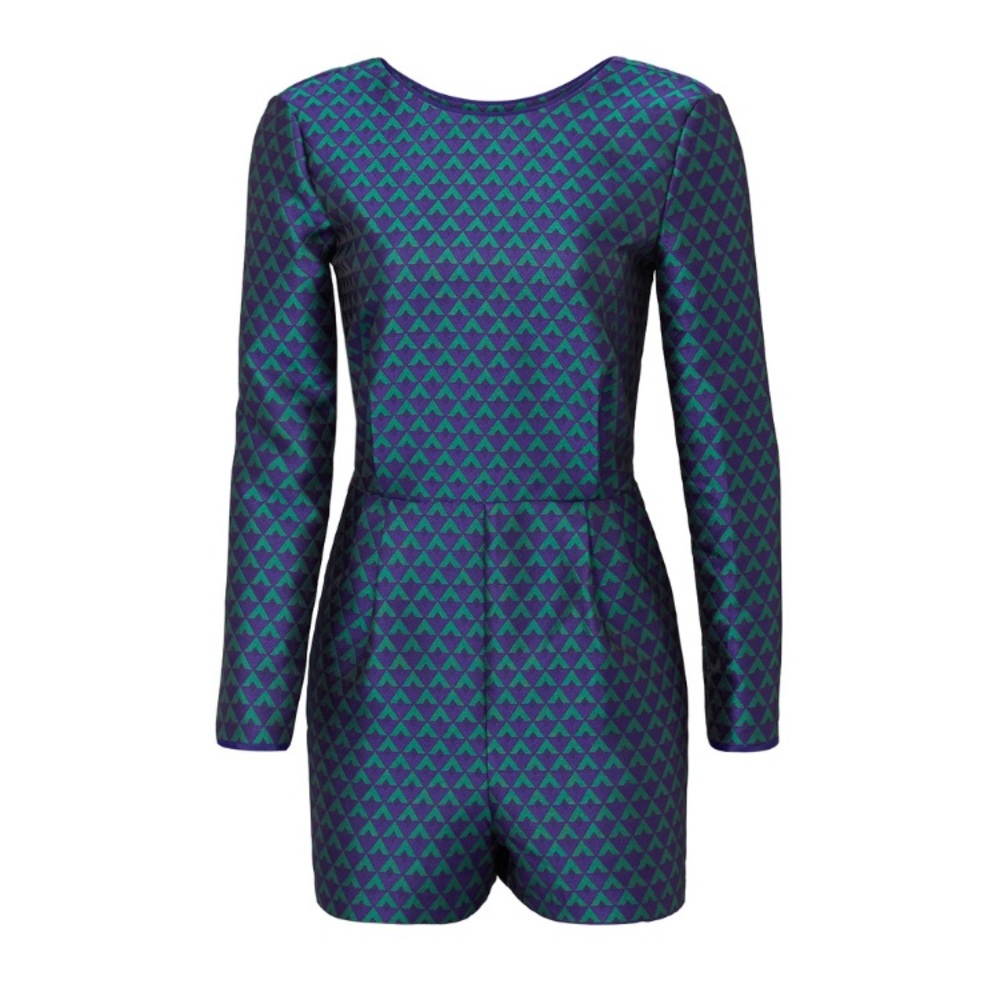 Adelyn Rae Geometric Jacquard Romper